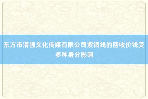 东方市清强文化传媒有限公司紫铜线的回收价钱受多种身分影响